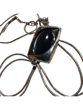 Vintage DOUBLE STRAND NECKLACE  KC DESIGNS Purple Glass PENDANT